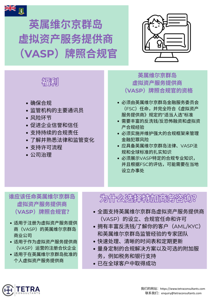 任命英属维尔京群岛VASP许可证合规官服务的好处