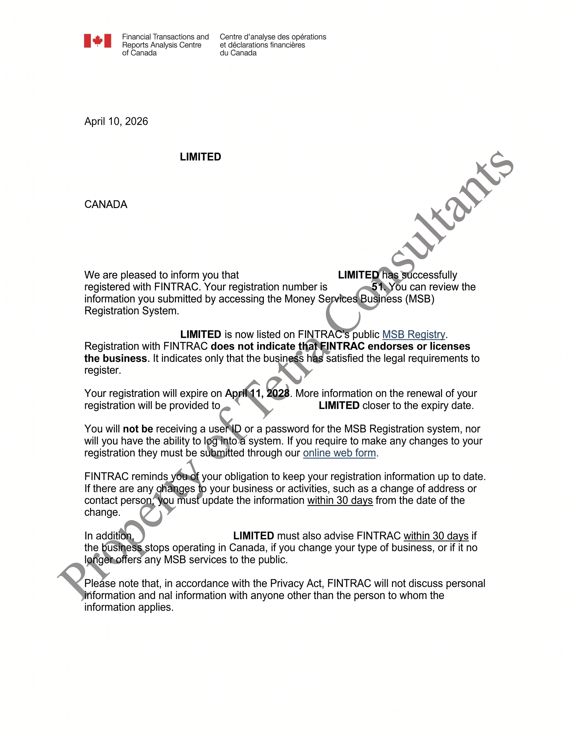 Canada MSB License Case Study
